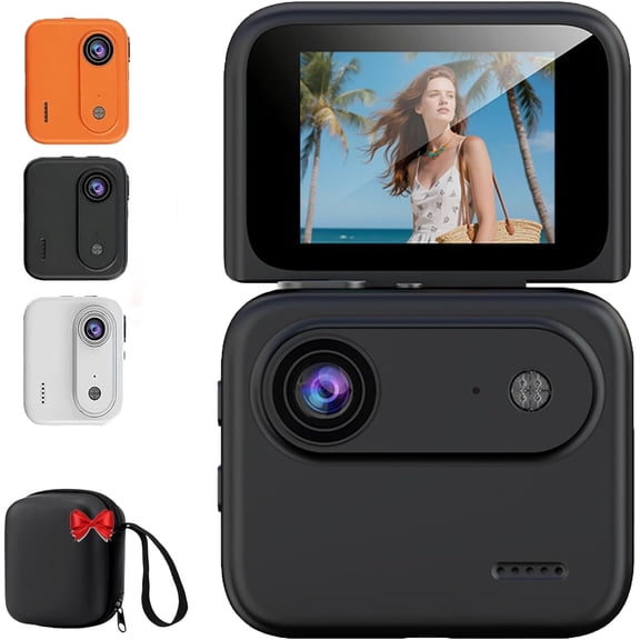 Action Camera 4K 360°, Multi-Functional Flip Screen Action Camera with 143° Wide Angle Lens, Anti-Shake POV Sport Cameras,Compact Panoramic Action Cameras,Waterproof Case for Travel (Black,32G)