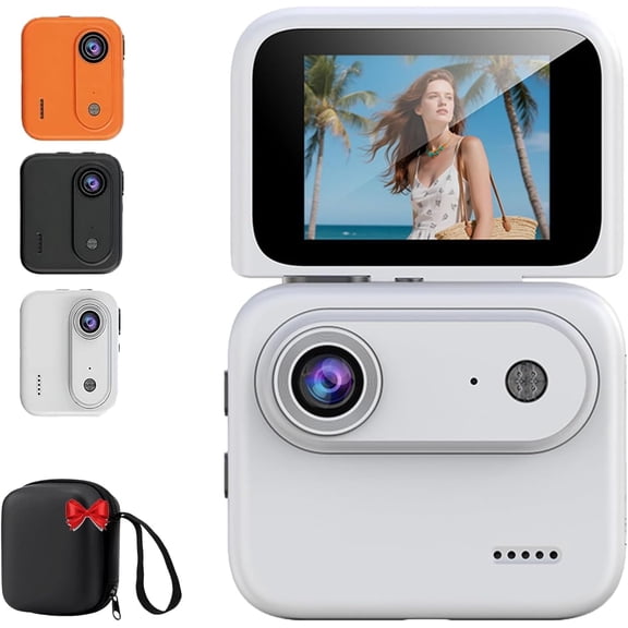 Action Camera 4K 360°, Multi-Functional Flip Screen Action Camera with 143° Wide Angle Lens, Anti-Shake POV Sport Cameras,Compact Panoramic Action Cameras,Waterproof Case for Travel (White,32G)