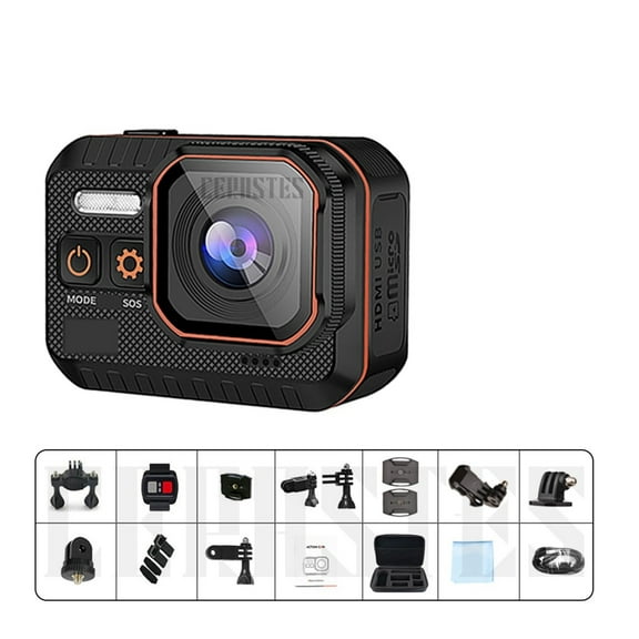 Action Camera 4K 60FPS Remote Control 30m Waterproof 170° Wide Angle Action Camera Dash Cam Go Sport Camera Pro