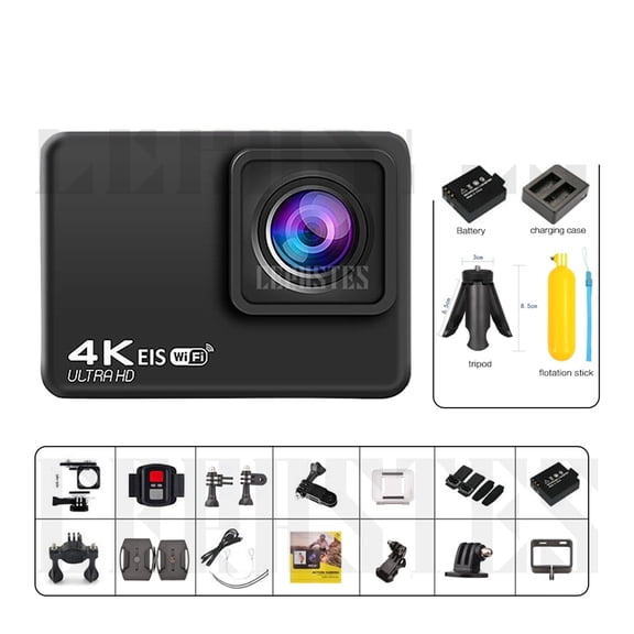 Action Camera 4K 60fps/30fps With Remote Control Screen Waterproof Sport Camera Drive Recorder Sports Camera Helmet
