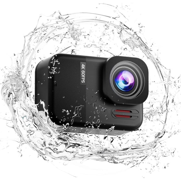 Action Camera 4K60fps Underwater - IPX7 10M Action Cameras, 48MP Touchscreen Camera with 6-Axis Stabilization, 8X Zoom WiFi Camera for Diving, Cycling, Outdoor