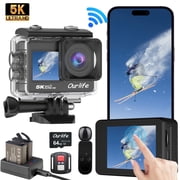 Action Camera 5K 30FPS Waterproof Camera Underwater 100FT with Eis, 2 Touch Dual Screen, Wireless Microphone, Vlog Camera for Diving Cycling Outdoor