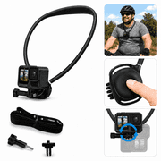 Action Camera Neck Mount, Hands-Free POV Vlogging Holder with Air Cushion & 1.5m Extra Long Chest Strap for GoPro Hero 13/12/11, DJI Osmo Action 6/5 Pro/4/3, Insta360 X5/X4/Ace Pro 2, Quick Release