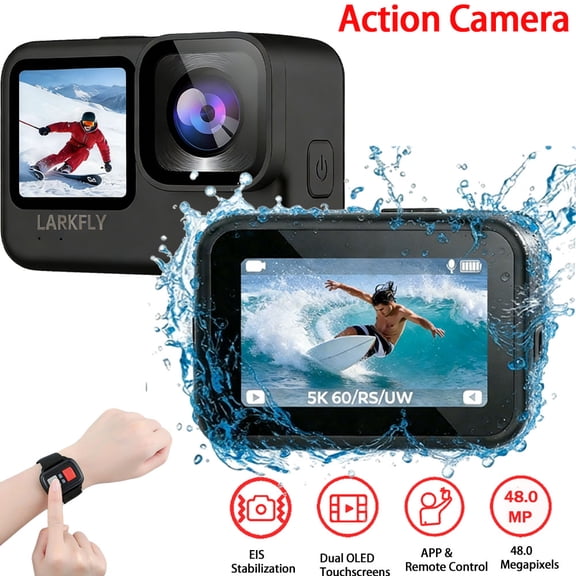 Action Camera,Sports Camera 5-Meter self-Waterproof Action Camera, 5K/60fps Video, Phone WiFi Operation System, Subject Tracking, stabilization, Dual OLED touchscreens for Sports, vlog
