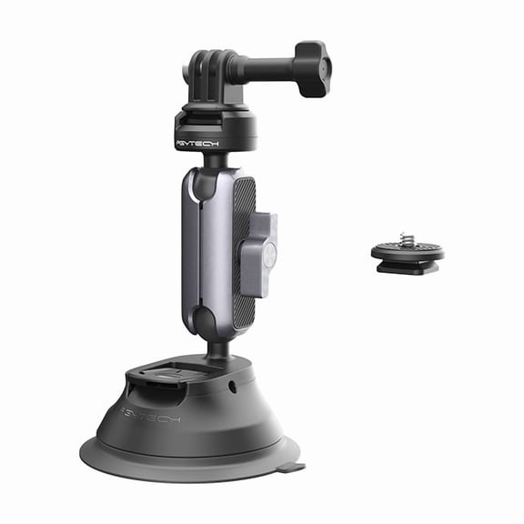 Action Camera Suction Cup Mount - Bigcan 360 Rotatable Aluminum Bracket for GoPro 13/X4/Ace Pro, Compact Mount for Car Window, Compatible with Phone, Fill Light, Microphone