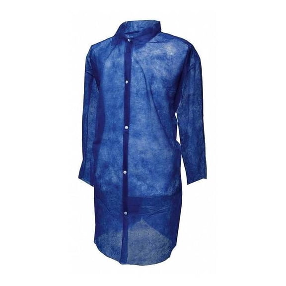 Disposable Lab Coat, Polypropylene, Snaps Closure, Blue, 3XL, 30 PK