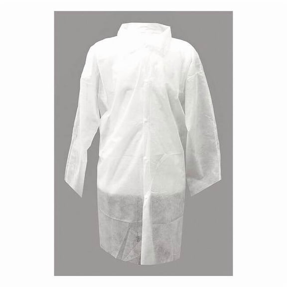 Disposable Lab Coat, Polypropylene, Snaps Closure, White, 3XL, 30 PK PP110R-3X