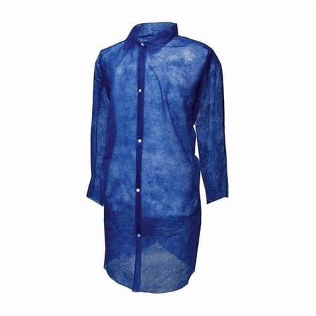 Disposable Lab Coat, Polypropylene, Snaps Closure, Blue, S, 30 PK PP110B-S