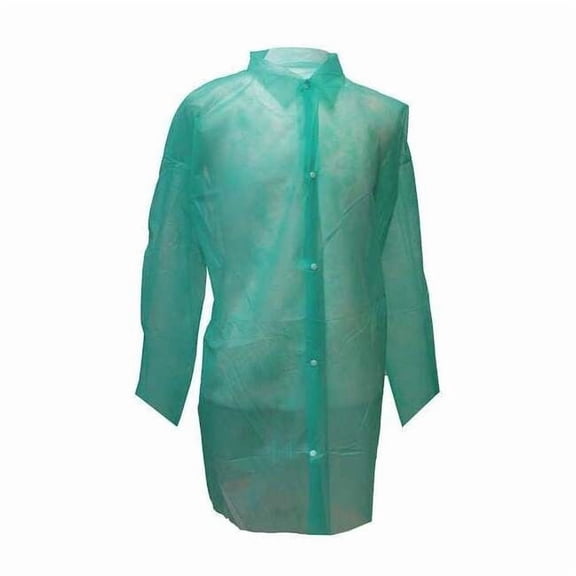 Disposable Lab Coat, Polypropylene, Snaps Closure, Green, L, 30 PK PP110G-L