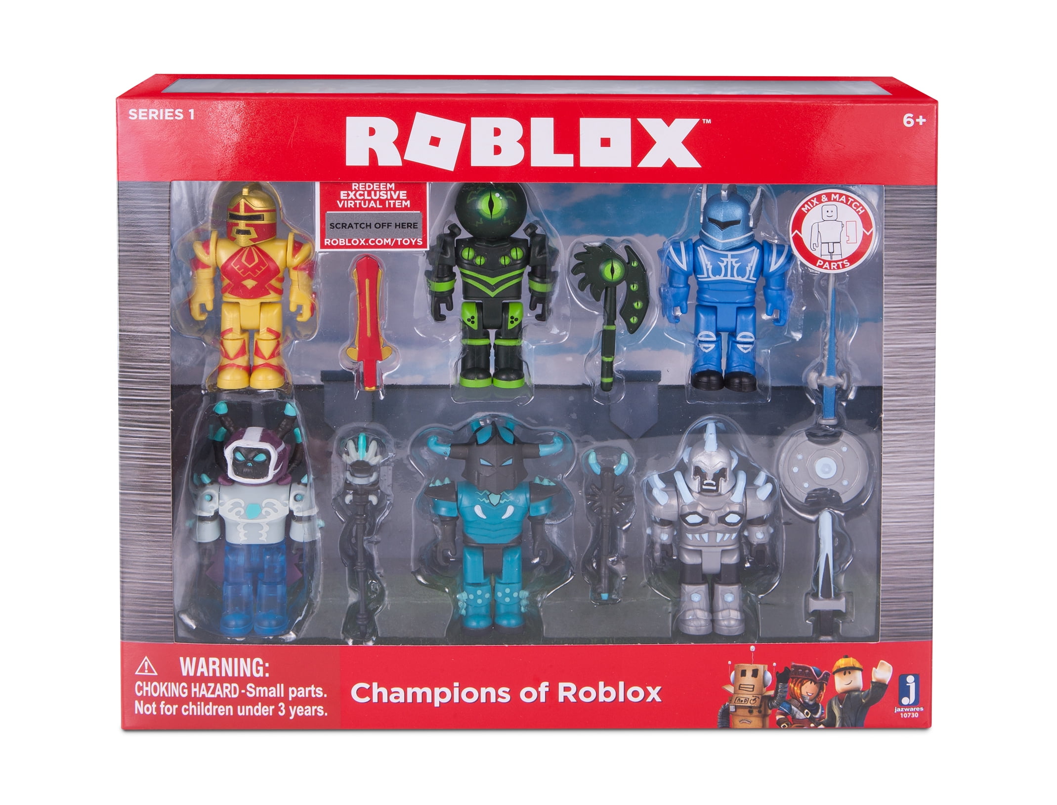 Action Collection - Champions of Roblox 15th Anniversary Gold Six Figure Pack Includes Exclusive Virtual Item