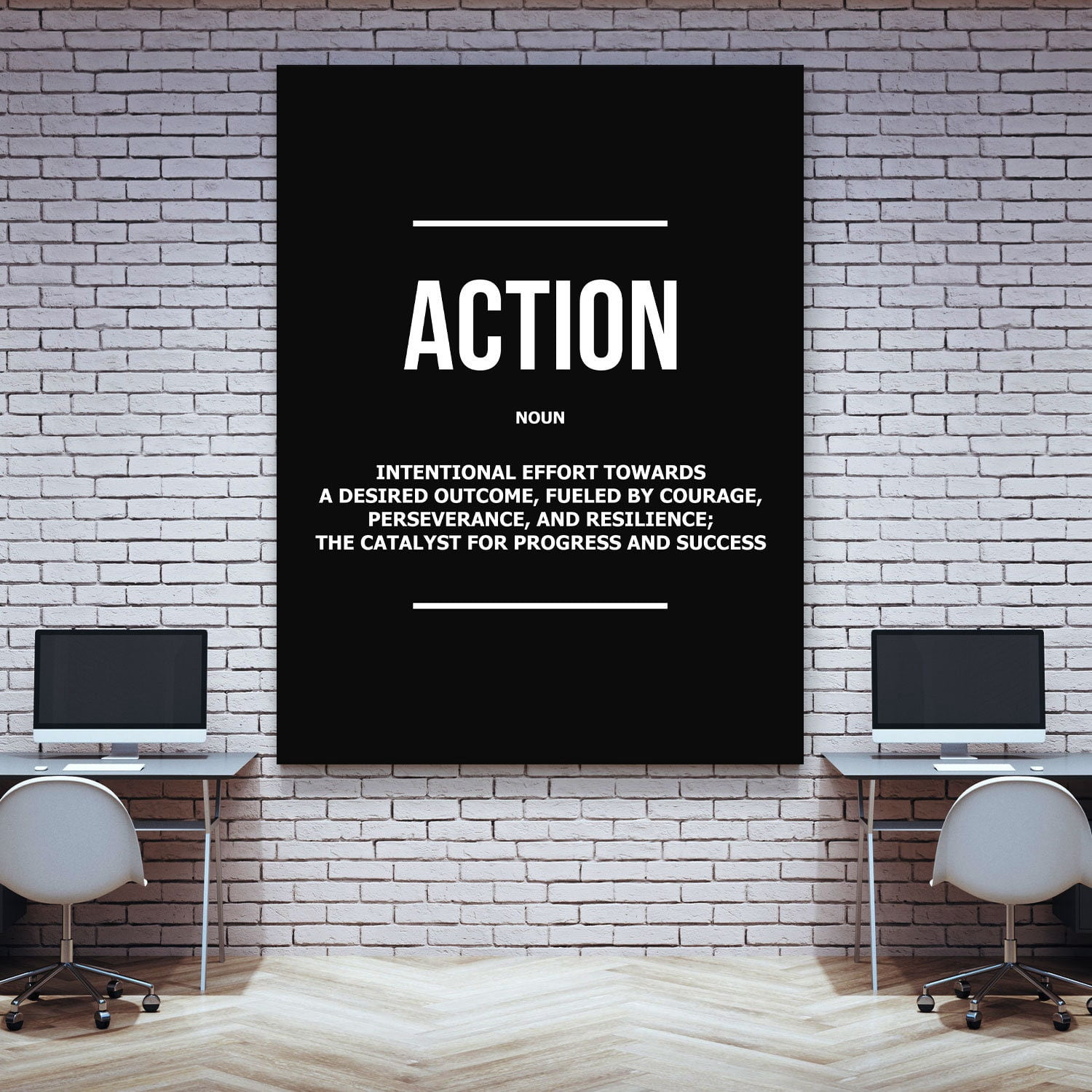 Action Definition Wall Art – Motivational Office Decor Poster Vintage ...