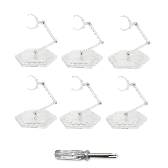 Action Figure Display Holder Base for Gundam Doll, Transparent Acrylic Base with Screwdriver, Doll Model Support Stand, 6 Pcs