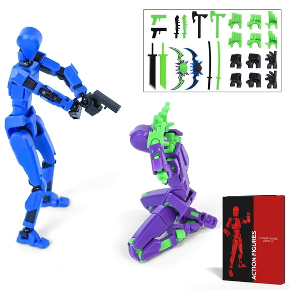 Action Figure Set - 2Pcs 3D Printed Multi-Jointed Robot, Movable Articulated Model 13 Desktop Decoration for Collectors, Christmas Birthday Gifts for Boys Girls