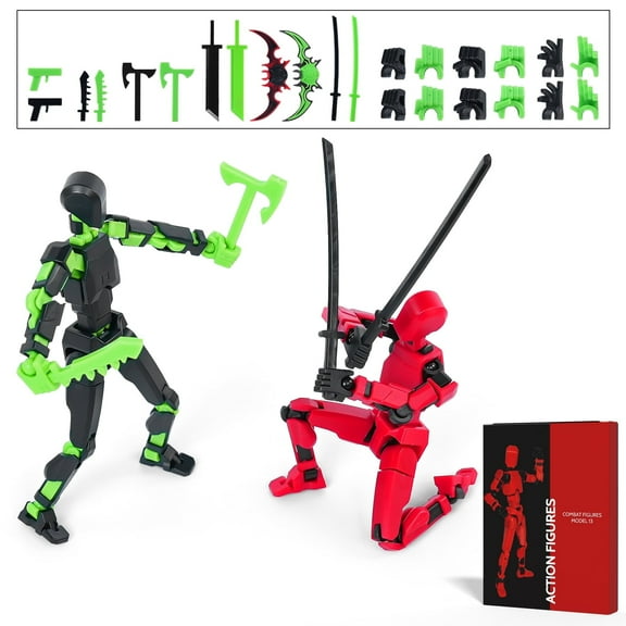 Action Figure Set - 2Pcs 3D Printed Multi-Jointed Robot, Movable Articulated Model 13 Desktop Decoration for Collectors, Christmas Birthday Gifts for Boys Girls