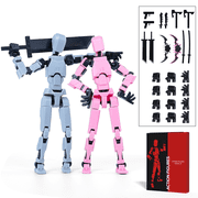 Action Figure Set - 2Pcs 3D Printed Multi-Jointed Robot, Movable Articulated Model 13 Desktop Decoration for Collectors, Christmas Birthday Gifts for Boys Girls