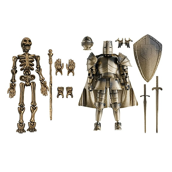 Action Figure Set Skeleton Action Figures Action Figures Dummy Collectible Action Figure（Assembly Required） Creative Valentine's Day Carnival Home Desktop Ornament Decorations Gold 14.5X5X4cm