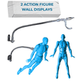 thumbnail image 1 of Action Figure Stand Wall Display | Flying Action Figure Display | Adjustable Metal Support Arm | Hidden Stand | Made for 6 Inch Marvel Legends | Clear | Show Off Your Flying Collectibles (2 Pack), 1 of 6