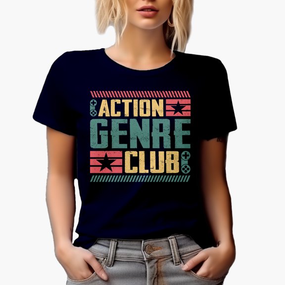 Action Genre Club, Navy Blue T-Shirt, Large