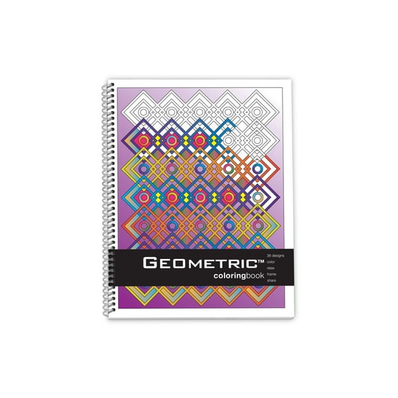 Action Publishing Coloring Book: Geometric Meditative Patterns and Designs for Stress Relief, Relaxation and Creativity Large Sidebound (8.5 x 11 inches)