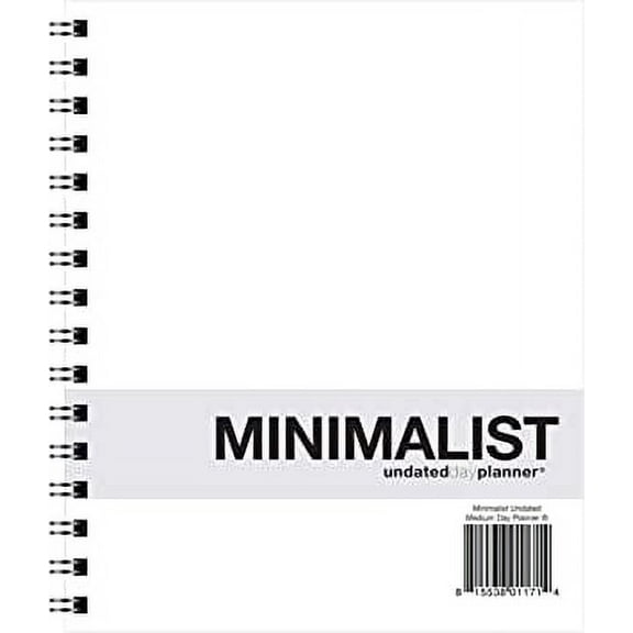 Action Publishing UNDATED Minimalist Day Planner?? (6.6" X 9"), Wire Bound, Crisp White Archival Quality Paper