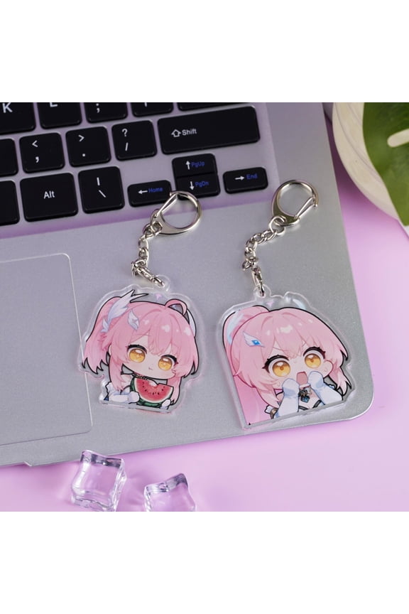 Action RPG Anime Character Acrylic Keychain Cute Chibi Bag Charm Fan Gift, random 1 pack