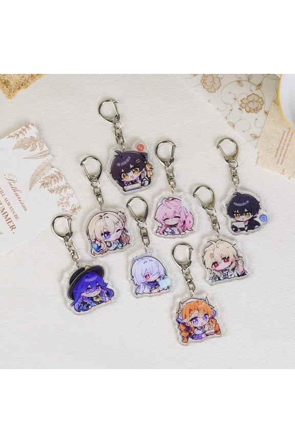 Action RPG Game Character Acrylic Keychain Cute Anime Chibi Bag Charm Gift, random 1 pack