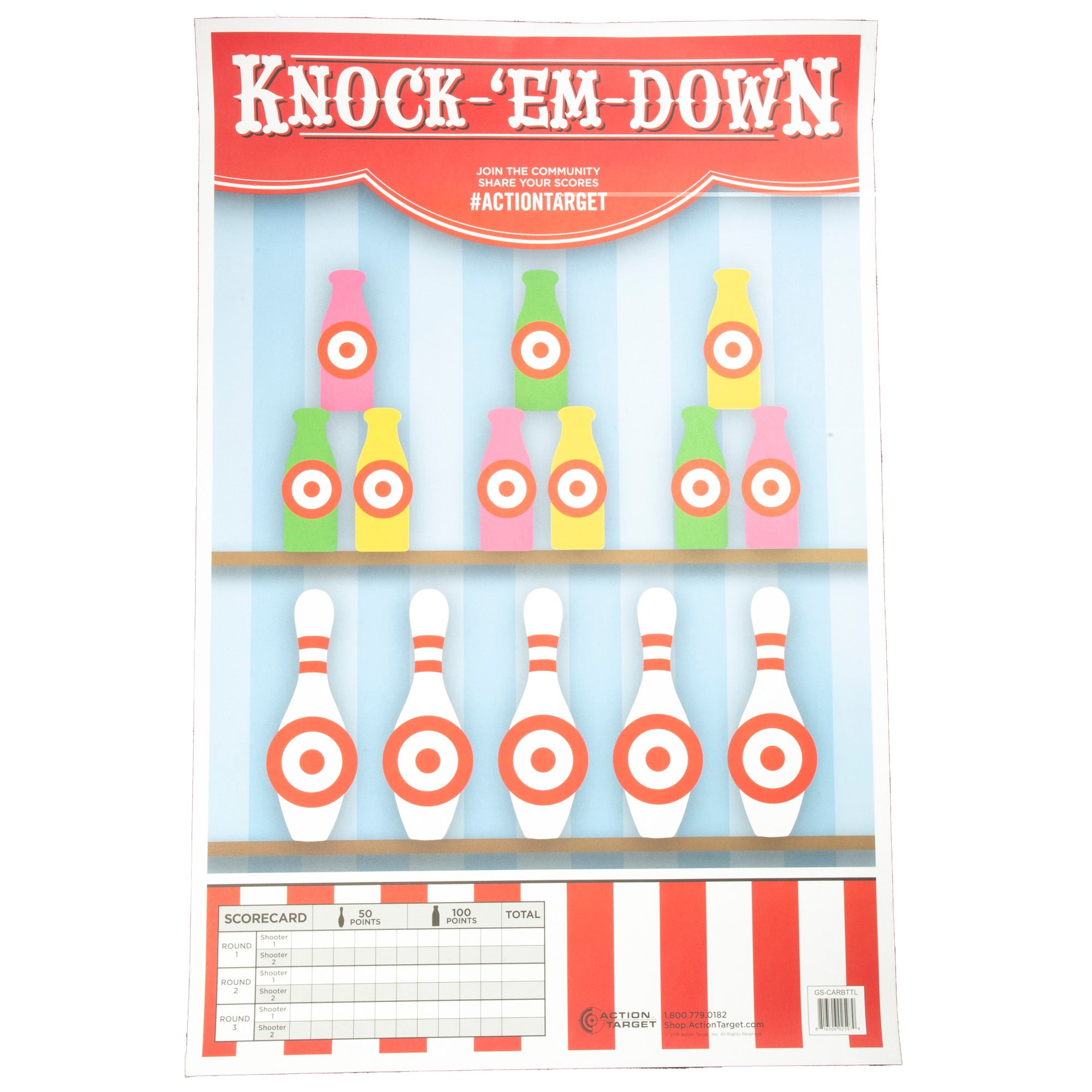 Action Target Knock Em Down Target Multi Color 23x35 100 Pack GS-CARBTTL-100