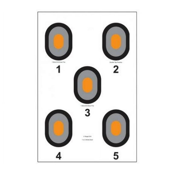Action Target Orange Center, 5 Bullseye Target, 100 Pack, Black/Grey/Orange