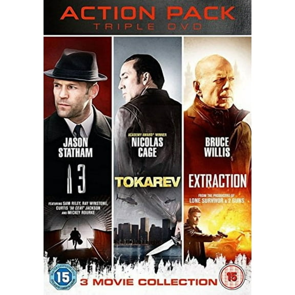 Action Triple (Tokarev, 13, Extraction) (DVD) Bruce Willis Nicholas Cage Jason Statham