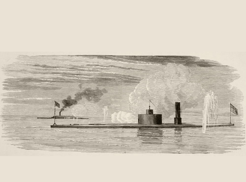 Action Between The USS Monitor Weehawken And The Confederate Iron-Clad CSS Atlanta June 1863 During The American Civil War From A 19Th Century Illustration Canvas Art - Ken Welsh Design Pics (17 x 12
