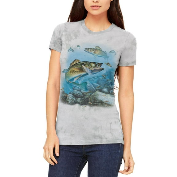 Action Walleye Fishing Juniors Soft T Shirt Soft Green Triblend X-LG