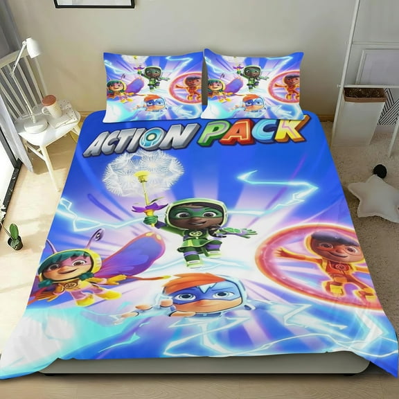 Action pack Themed Bed Sheet Set Three Piece Set 36x75 Inches Comfortable And Skin Friendly Unique Design Creating A Star Studded Night Home Decor Gifts For Family Friends fans