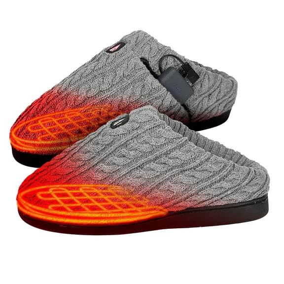 ActionHeat 5V Battery Heated Cable Knit Slippers L/XL