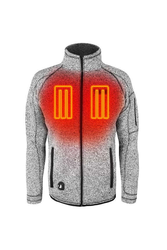 5V Men's Battery Heated Sweater Jacket- Grey