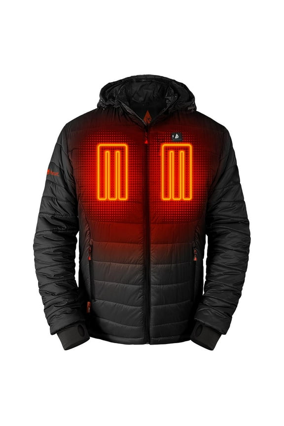 5V Men's Insulated Puffer Battery Heated Jacket W/ Hood 3XL