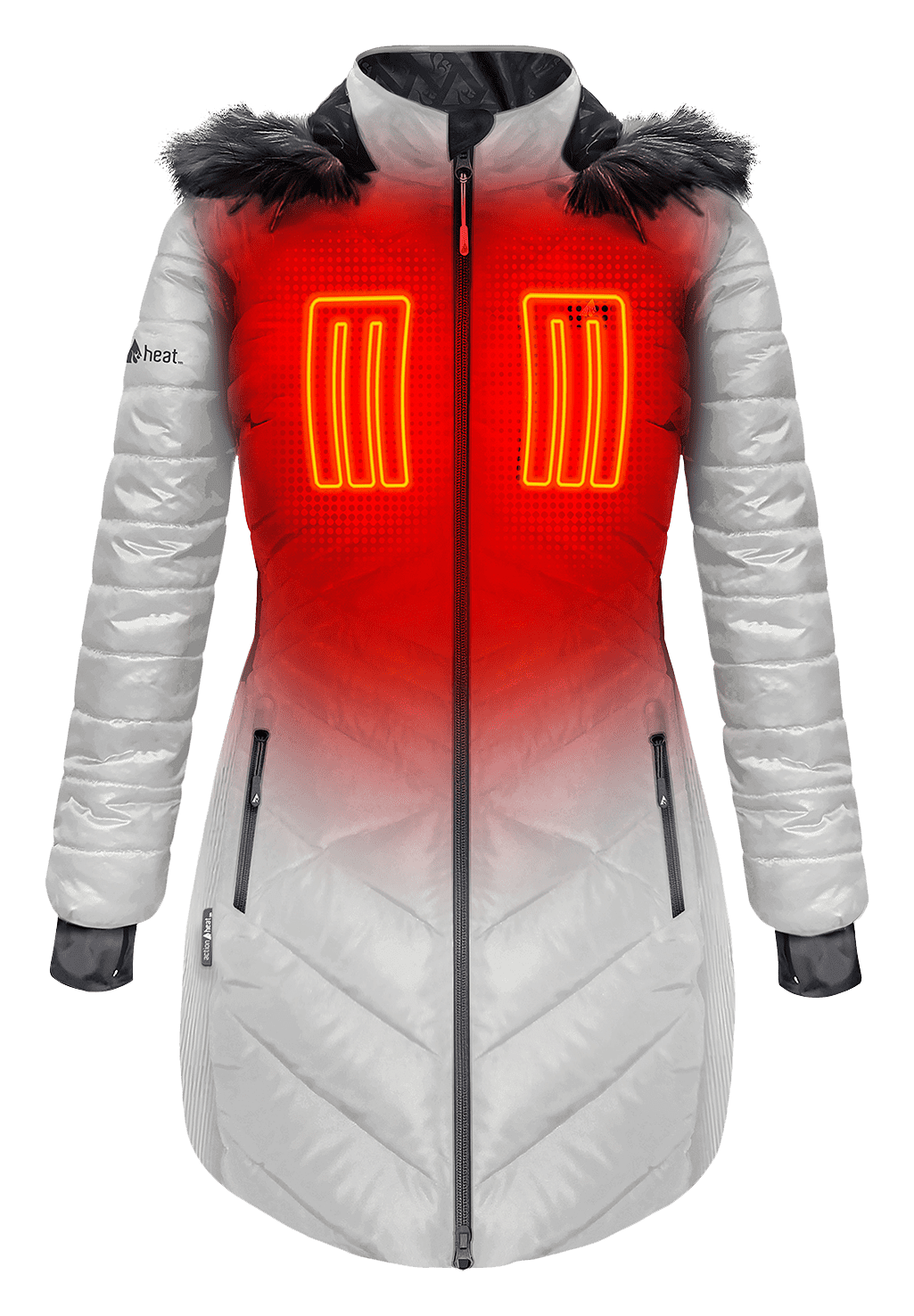 ACTIONHEAT AH-LPJKT-5V-W-A 5V Battery-Heated Insulated Puffer Jacket with Hood for Ladies - Antarctica White - XXL