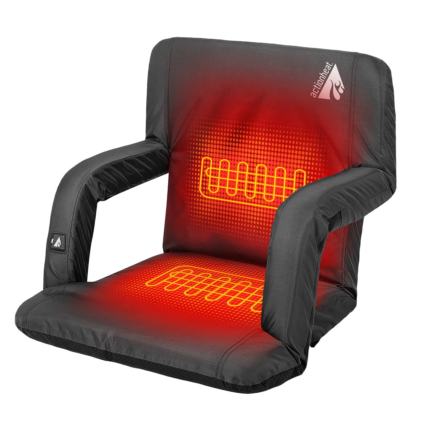 Black Heated Folding Stadium Seat with Polyester Frame