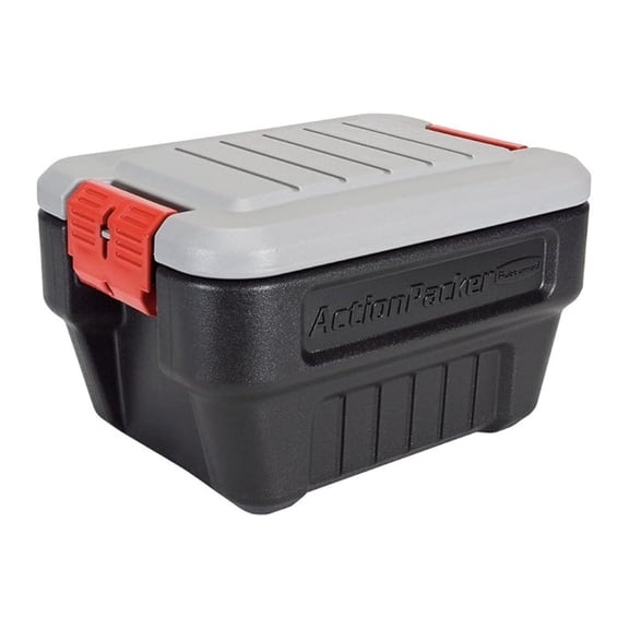 ActionPacker Lockable Storage Box, 8 Gallon, Grey and Black (1949040)