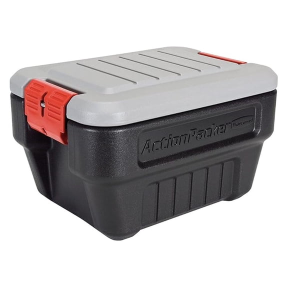 ActionPacker Lockable Storage Box, 8 Gallon, Grey and Black (1949040)