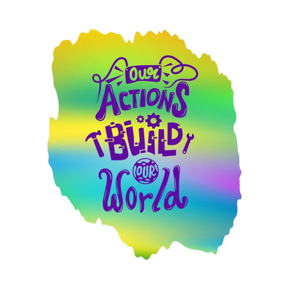 Our Actions Build Our World Motivational Positive Quote Kids Room Decal Wall Art Sticker Designs Vinyl Stickers For Home House Walls Rooms Windows Bedroom Decoration Size (12x12 inch)