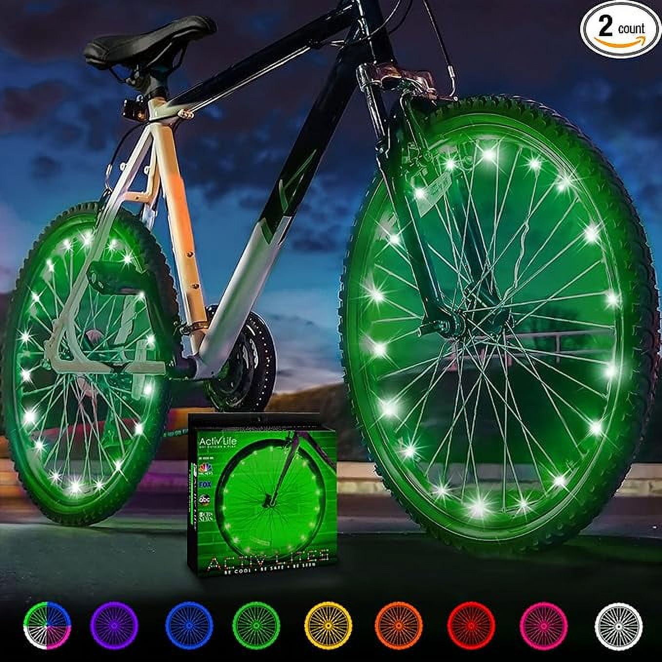 Activ Life 2Tire Pack LED Bike Wheel Lights with Batteries Included