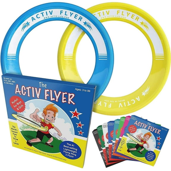 Activ Life Flying Discs for Kids Set of 2 Disc Beach Toys Outdoor Sports Cyan Yellow