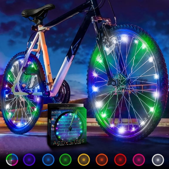 Activ Life Bike Wheel Lights 2 Pack, 2026 Edition Secure Strap & Brighter, Weatherproof LED Bicycle Lights, Battery Powered, Toys for Kids Boys Girls Teens Vacation Birthday, Pastel