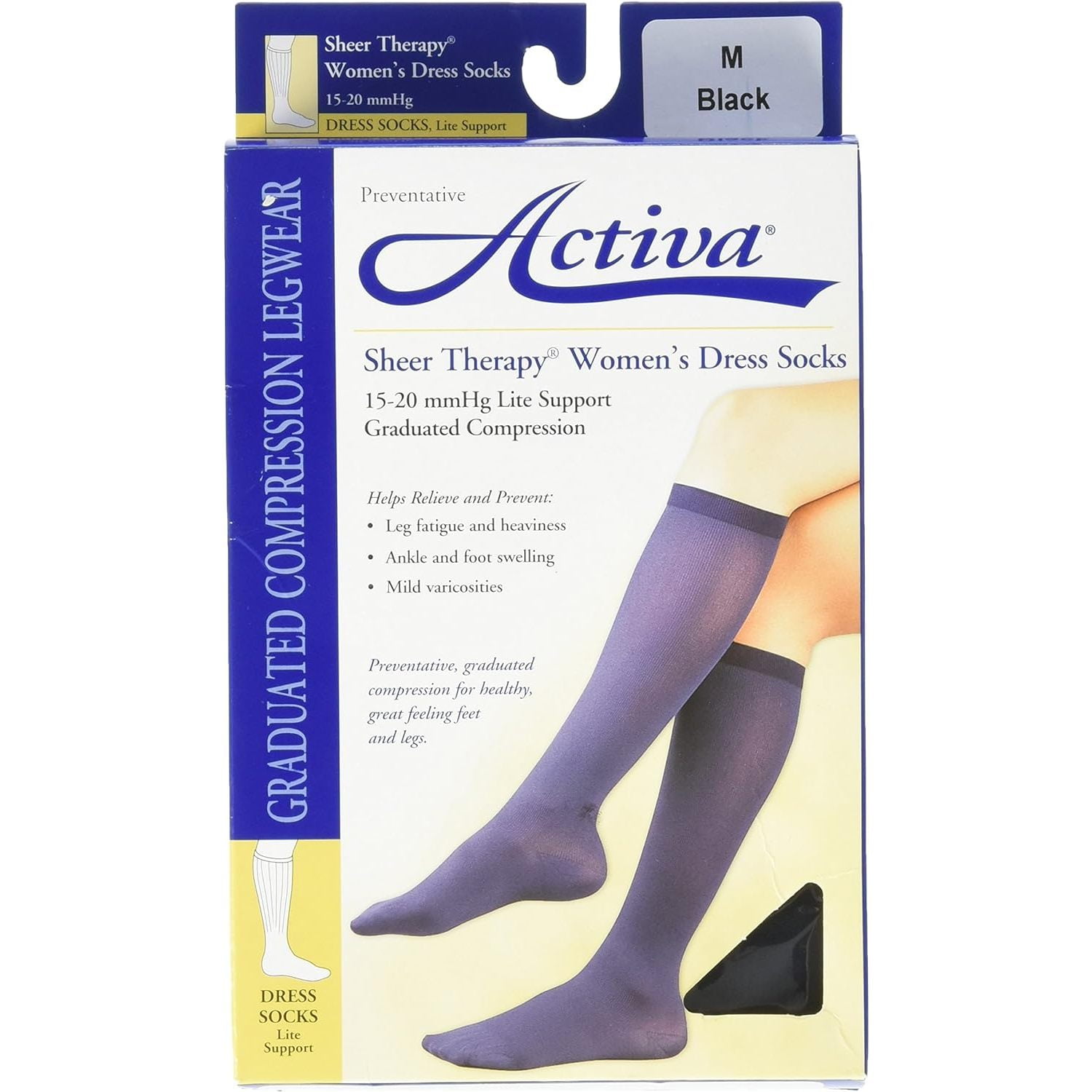Activa 1520 mmHg Sheer Therapy Women's Socks, Black, Medium