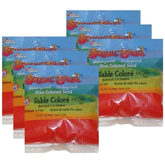 Activa API14481-6 1 lbs Scenic Craft Colored Sand, Bright Red, Pack of 6