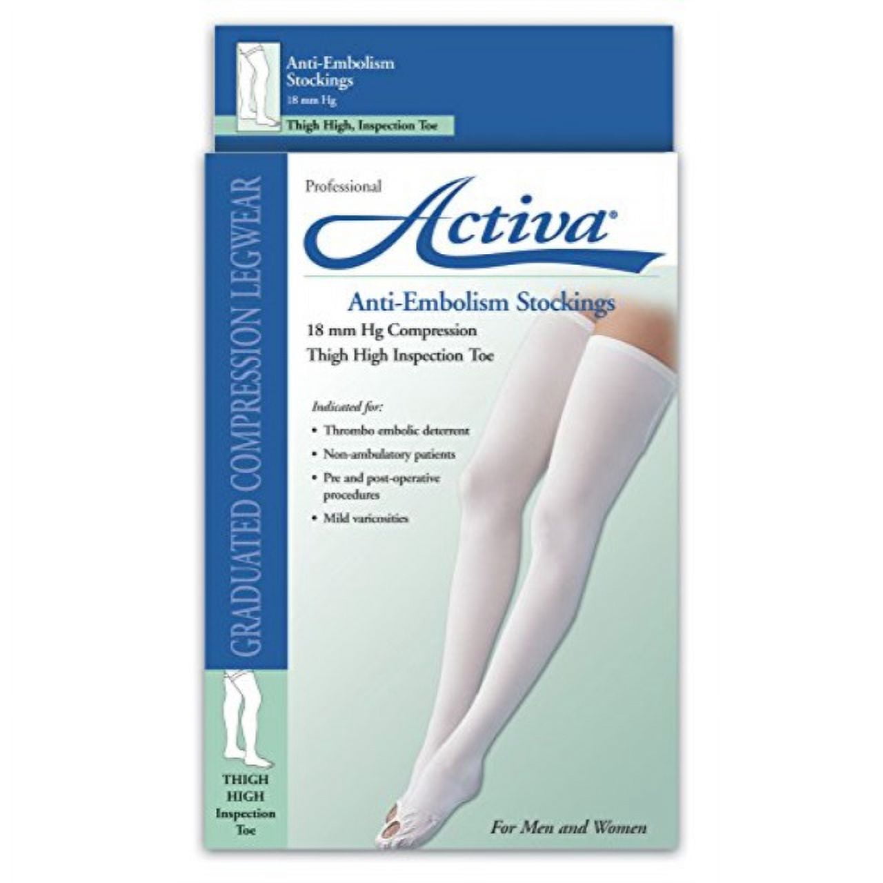 Activa Anti Embolism Open Toe Thigh High Stockings 18mmHg (Beige) Large ...