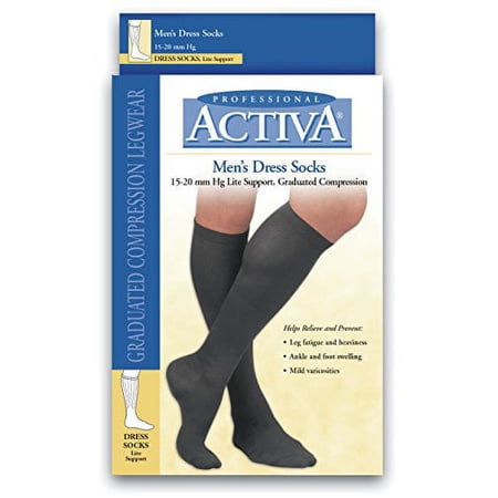 Activa H2544 Therapeutic Mens Ribbed Dress Socks 15-20 mmHg - Size & Color- Navy X-Large