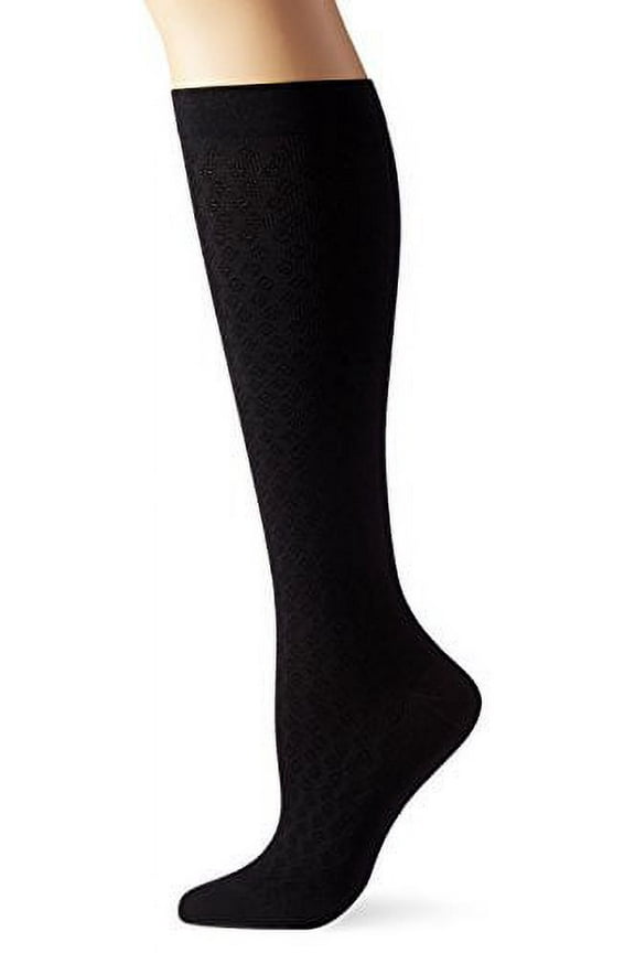 Womans 15-20 mmHg Diamond Pattern Dress Trouser Socks, Black, Medium