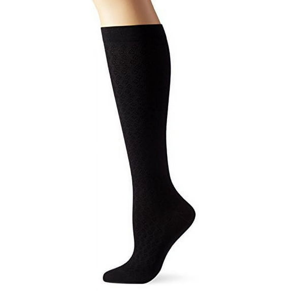 Activa Womans 15-20 mmHg Diamond Pattern Dress Trouser Socks, Black, Medium