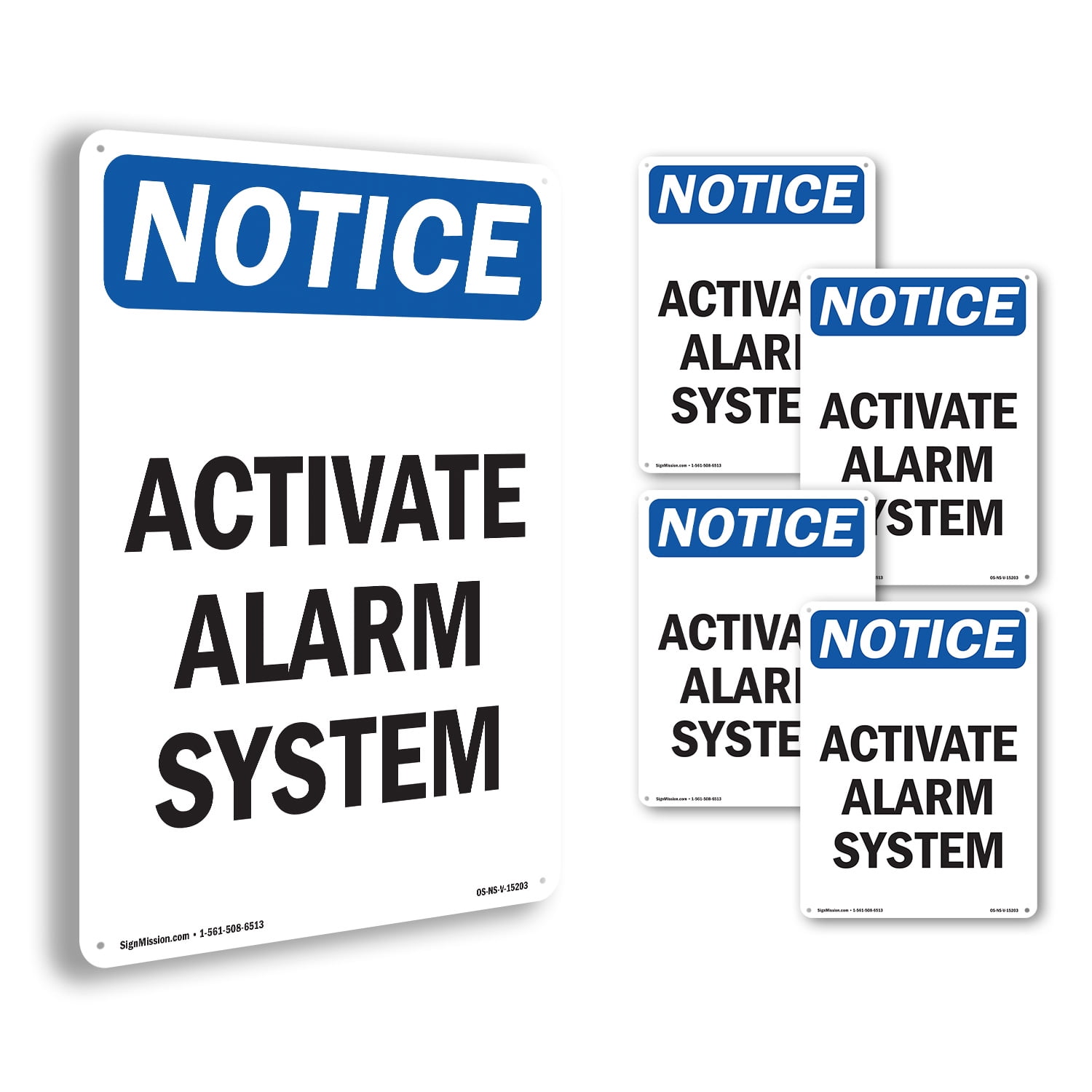 Activate Alarm System OSHA Notice Rigid Plastic Sign 10 Inch x 7 Inch ...